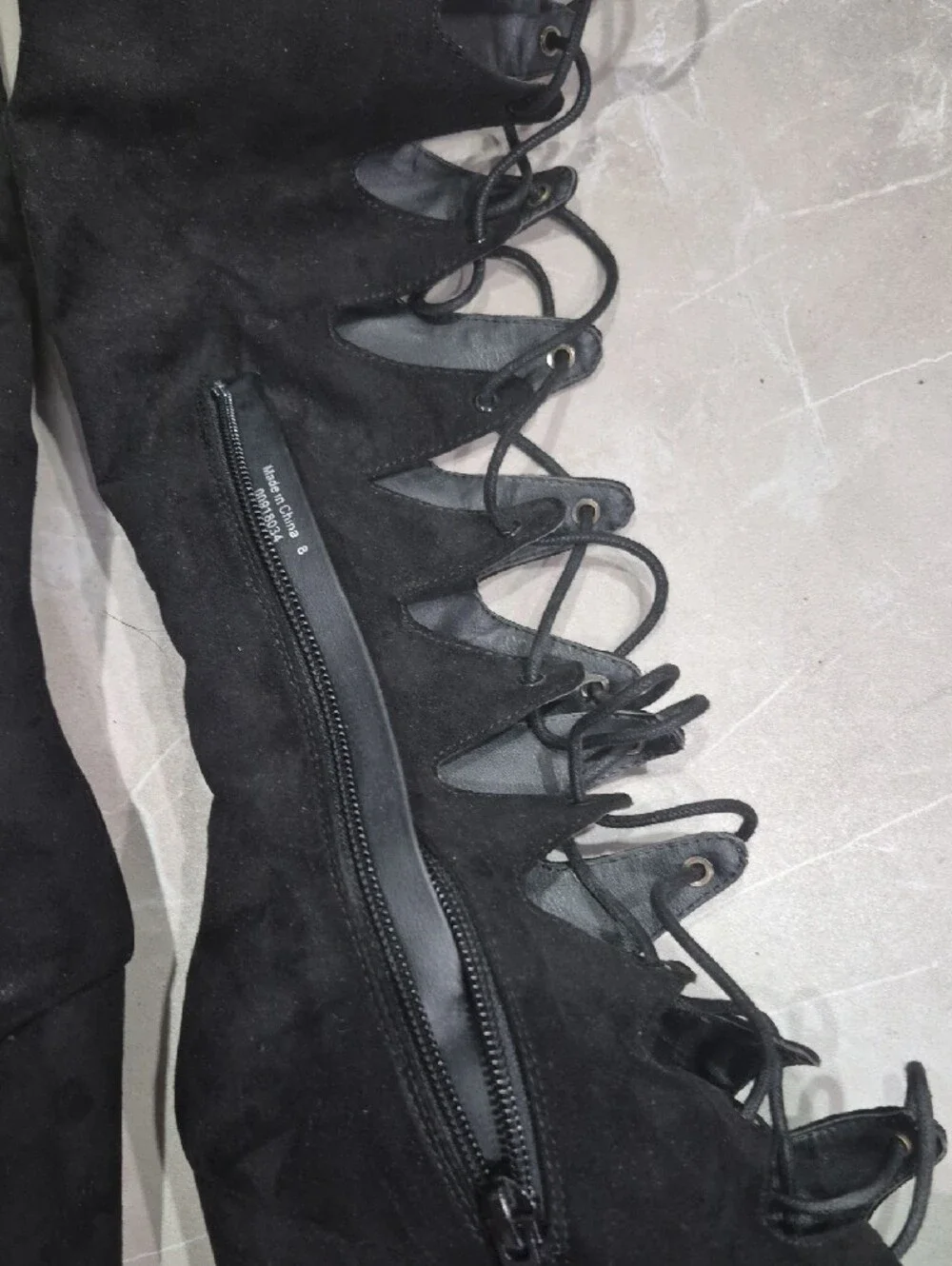 ASOS Black Lace-Up Over-the-Knee Peep-Toe Block Heel Boots